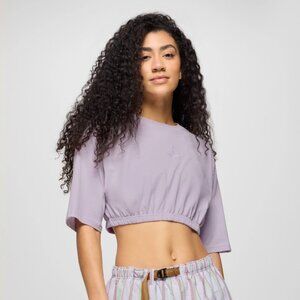 NWT prAna Ninety Three Cinch Tee Cropped Short Sleeve in Luminous Lavender Sz M